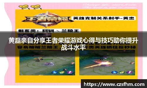 黄磊亲自分享王者荣耀游戏心得与技巧助你提升战斗水平